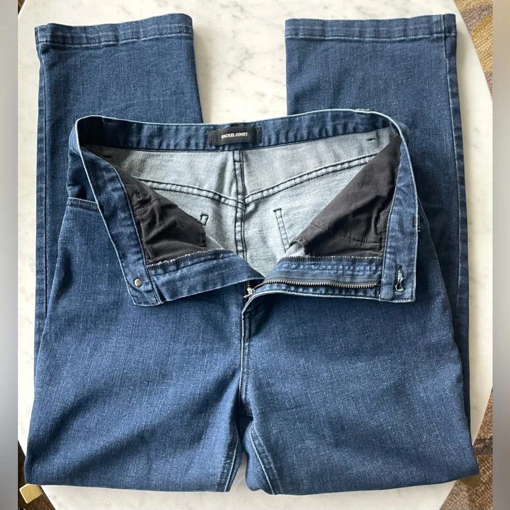 Rachel Comey Straight Leg Jeans, dark wash, high rise, cotton w/stretch, sz8 - Picture 11 of 13
